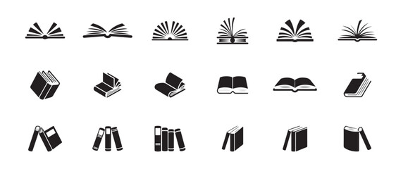 Open book silhouettes showing turning pages and flying leaves for storytelling and fantasy concept © MdJahid