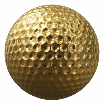 Golden golf ball isolated on transparent background
