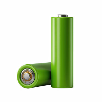 Green rechargeable batteries isolated on transparent background