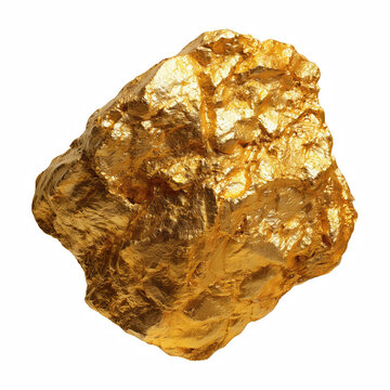 Raw gold nugget isolated on transparent background