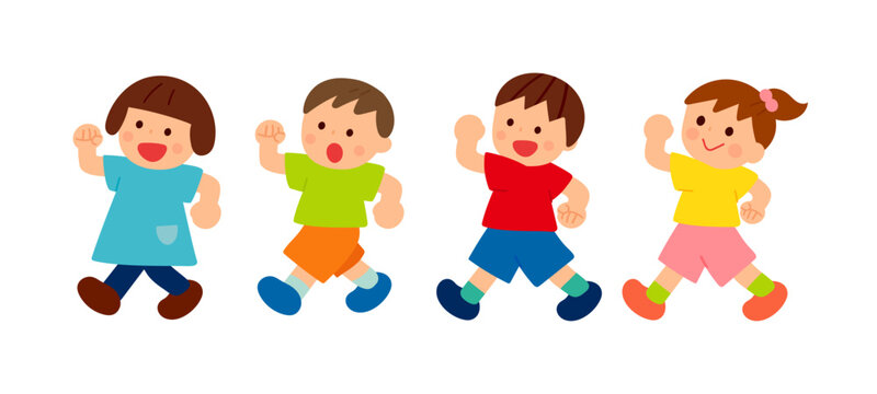 行進する子供たち