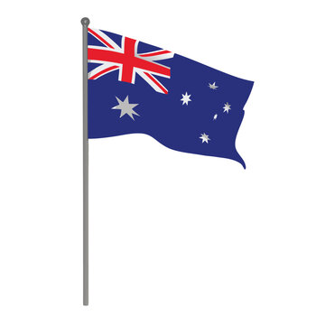 The national flag of australia waving against a white background