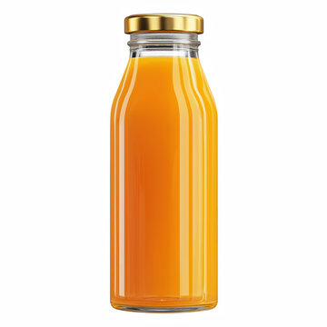 Orange juice glass bottle isolated on transparent background

