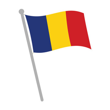 The national flag of chad blue yellow and red colors