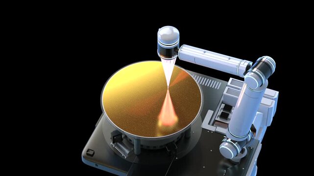 3d rendering EUV lithography systems for semiconductor manufacturing isolated on black background 4k footage