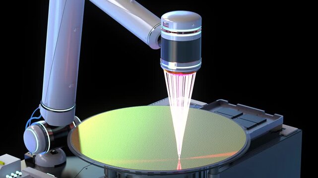 3d rendering EUV lithography systems for semiconductor manufacturing isolated on black background 4k footage