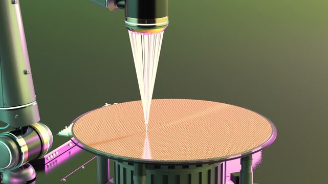 3d rendering close up EUV lithography systems for semiconductor manufacturing 4k footage