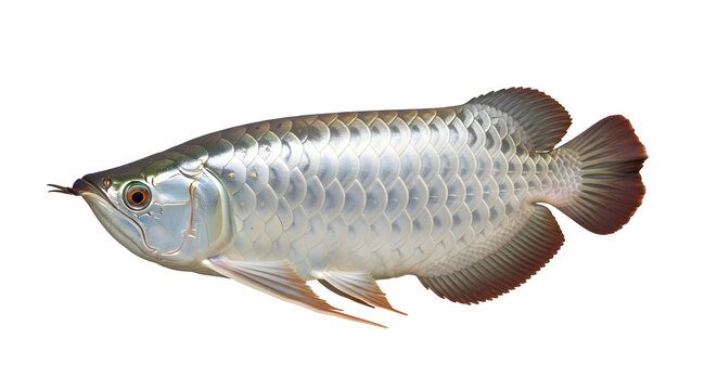 Silver archerfish with distinctive scales and fins swimming alone