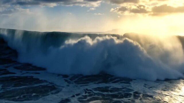 Ocean wave at sunset. (1)