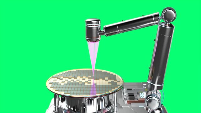 3d rendering EUV lithography systems for semiconductor manufacturing isolated on green screen 4k footage