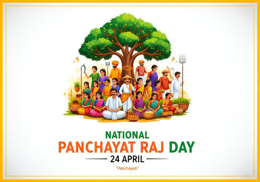 Diverse Indian Community Celebrating National Panchayat Raj Day Under a Large Tree