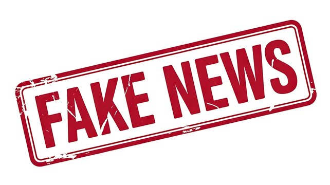 Fake news red stamp isolated on white background misinformation warning concept