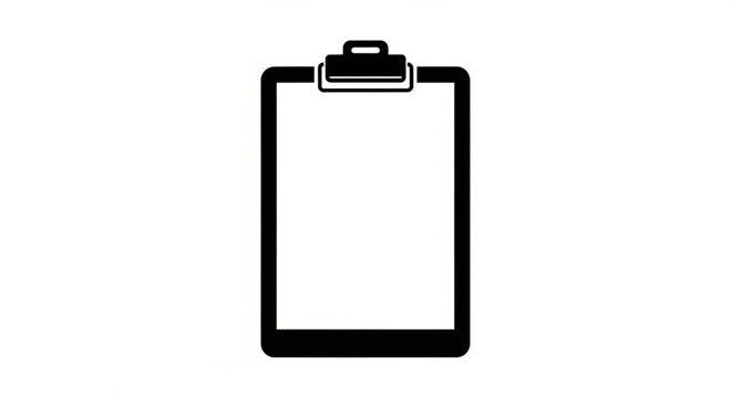 A minimalist vector graphic of a blank clipboard with a clip on top, perfect for notes and to-do lists