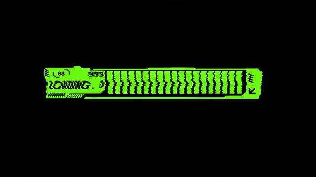 cyberpunk laoding bar featuring glitch effect on black background