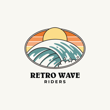 Vintage surf design template for surf club, surf shop, surf merch.	
