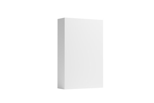 Blank white rectangular box or package template for product branding and design mockup isolated on transparent background, illustration