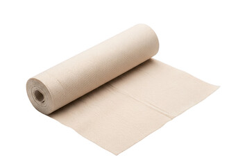 Fototapeta premium Roll of beige burlap fabric isolated on transparent background