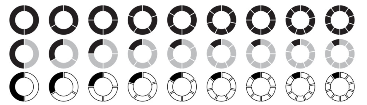 Pie chart vecor icon set. Stock vector illustrator. EPS 10