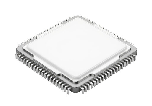 Microchip or Integrated Circuit Package Isolated on Transparent Background