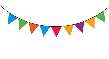 Obraz premium Colorful triangular bunting flags strung on a black cord