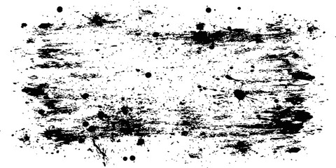 Naklejka premium Abstract Black Grunge Ink Texture Background Paint Brush Strokes and Splatters Distressed Frame Element