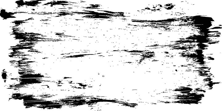 Black Grunge Distressed Vector Frame Rough Brush Stroke Border Texture Overlay Abstract Background Element