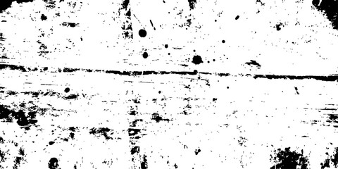 Fototapeta premium Black and White Grunge Distressed Overlay Texture Vector Background with Scratches and Ink Splatters
