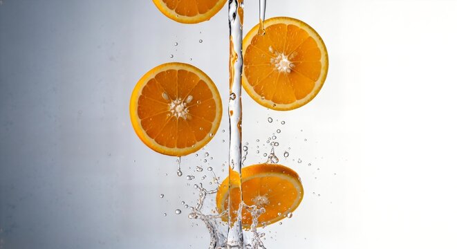 Irisan jeruk orange di dalam air