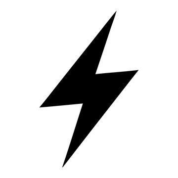 A bold and dynamic lightning bolt symbol in black against a plain background