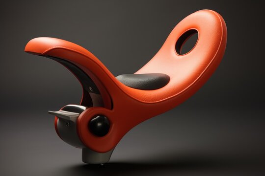 Futuristic ergonomic orange monowheel vehicle promoting sustainable transportation