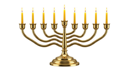 Fototapeta premium Golden Menorah with Lit Candles - Hanukkah Celebration