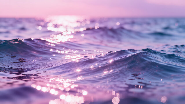 Impressionist Oil Painting of Sea Waves in Pink-Purple Tones