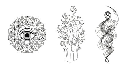 Obraz premium Black and white line art illustrations.