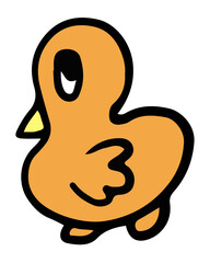 Obraz premium Hand drawn illustration of orange bird cartoon for animal, zoo, home, house, character, comic, mascot, sticker, kid doll, plush toy, trip, travel, vacation, good morning, nature, garden, skies, icon