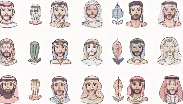 Diverse portraits of Middle Eastern men in traditional attire.