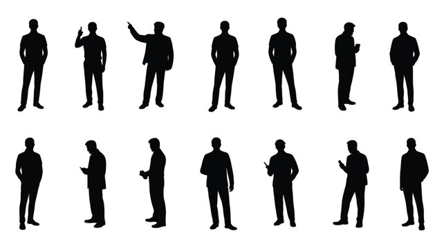 Top view architectural human figures, minimal hand-drawn silhouettes, for floor plans, sections, and elevations, professional vector design.