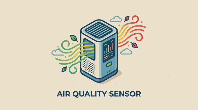 Air Quality Monitor Sensor Icon Vector