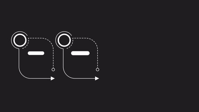 Business plan infographic 4-step template animation. Business plan infographic with a flowchart for the planning and presentation stages of a business. 