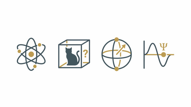Minimalist Quantum Physics and Qubit Icon Set