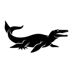 Obraz premium Black silhouette of a mosasaur marine reptile.