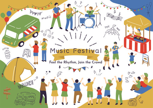 音楽フェスを楽しむ人達