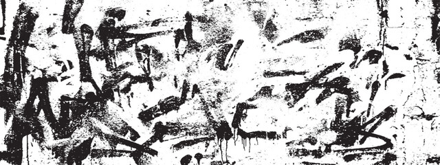 Abstract black and white graffiti marks on textured surface with abstract background texture background distressed grunge urban graffiti art street art © HexaFrame