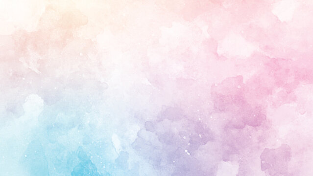 blue watercolor paint background design with colorful orange pink borders and bright center, watercolor bleed and fringe with vibrant distressed grunge texture