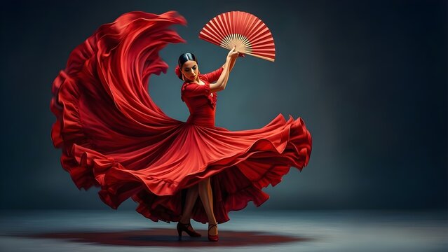 International Dance Day celebration with passionate flamenco dancer in red dress