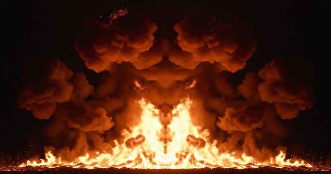 Fire explosion with smoke and flames.