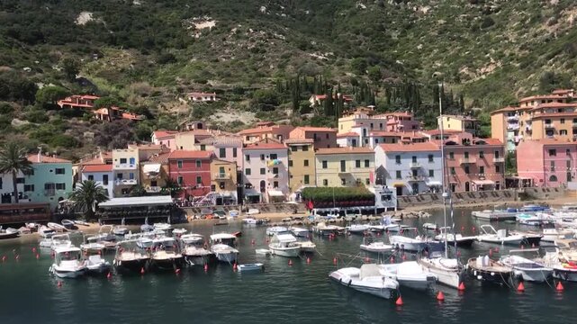 Giglio Porto main port and arrival point on the Italian island of Isola del Giglio