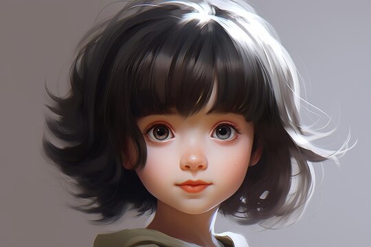 Digital painting of a smiling young girl showing childhood innocence and wonder