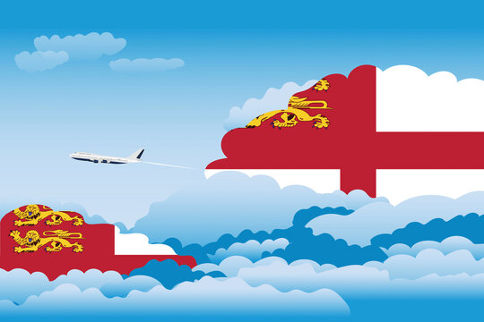 Sark Day Clouds Airplane Airport Flight Vector Illustration