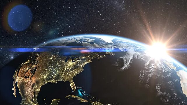 Earth Sunrise Orbit View.