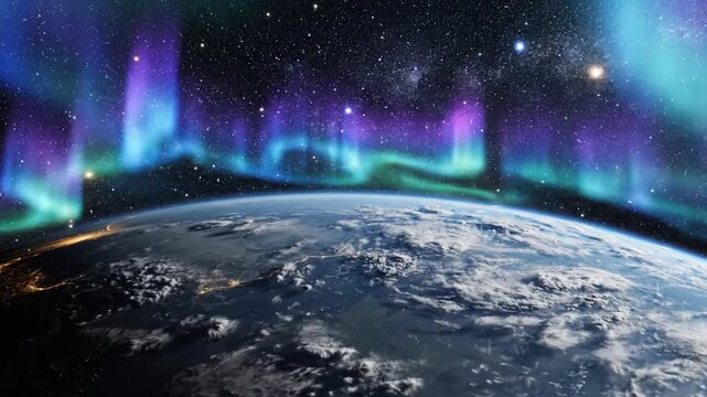 Earth with Aurora Borealis.
